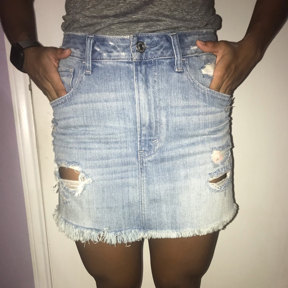 Denim Jean distressed skirt